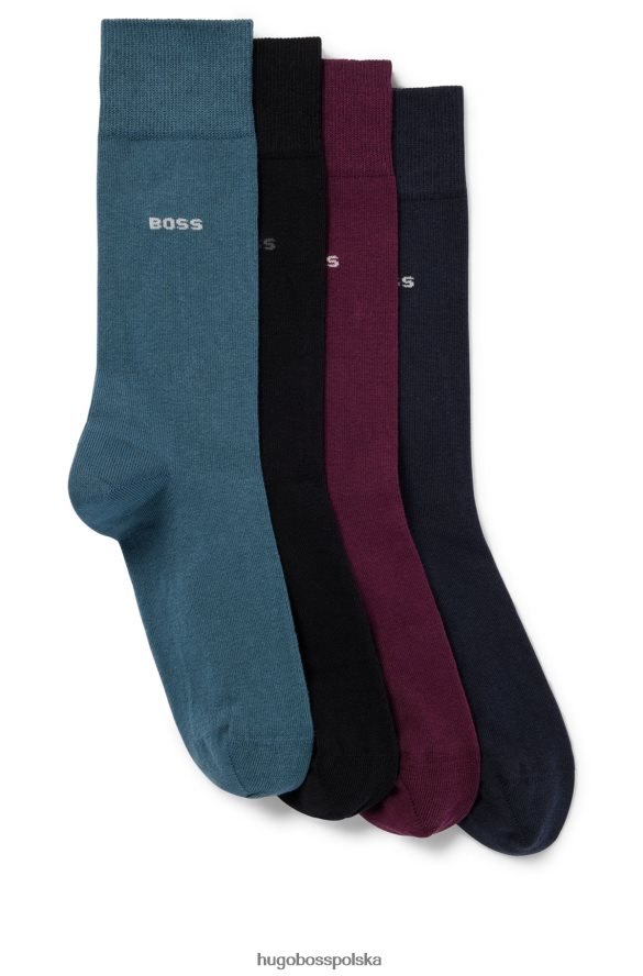 Hugo Boss czteropak skarpetek z mieszanki bawełny we wzorzyste hugo wzorzyste R0X0H61539