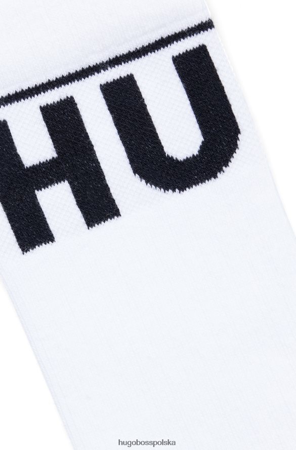 Hugo Boss dwupak krótkich skarpetek z kontrastowym logo hugo białe biały R0X0H64030