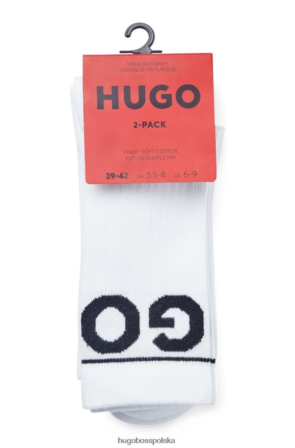 Hugo Boss dwupak krótkich skarpetek z kontrastowym logo hugo białe biały R0X0H64030