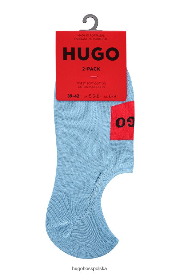 Hugo Boss dwupak niewidocznych skarpetek z tkaną naszywką z logo hugo jasnoniebieskie jasny niebieski R0X0H64641
