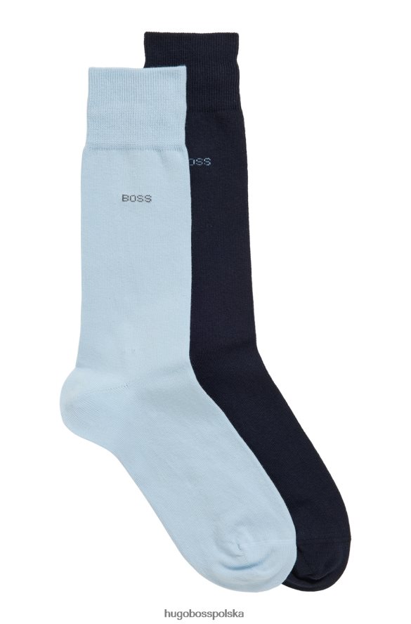 Hugo Boss dwupak skarpetek bawełnianych o regularnej długości w kolorze jasnoniebieskim hugo jasny niebieski R0X0H61247