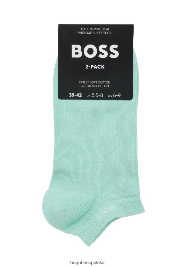 Hugo Boss dwupak skarpetek do kostki z mieszanki bawełny w kolorze jasnozielonym hugo jasnozielony R0X0H62130