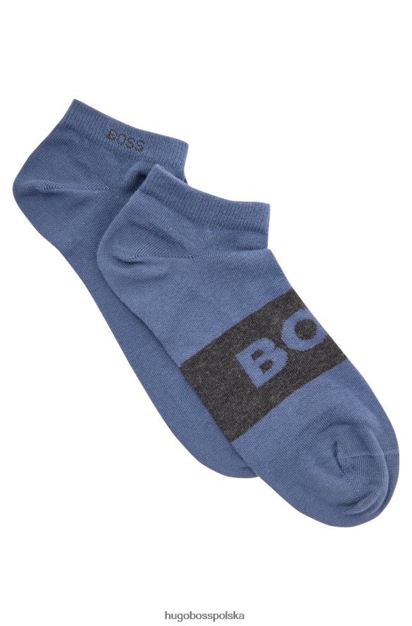 Hugo Boss dwupak skarpetek do kostki z mieszanki bawełny w kolorze niebieskim hugo niebieski R0X0H61558