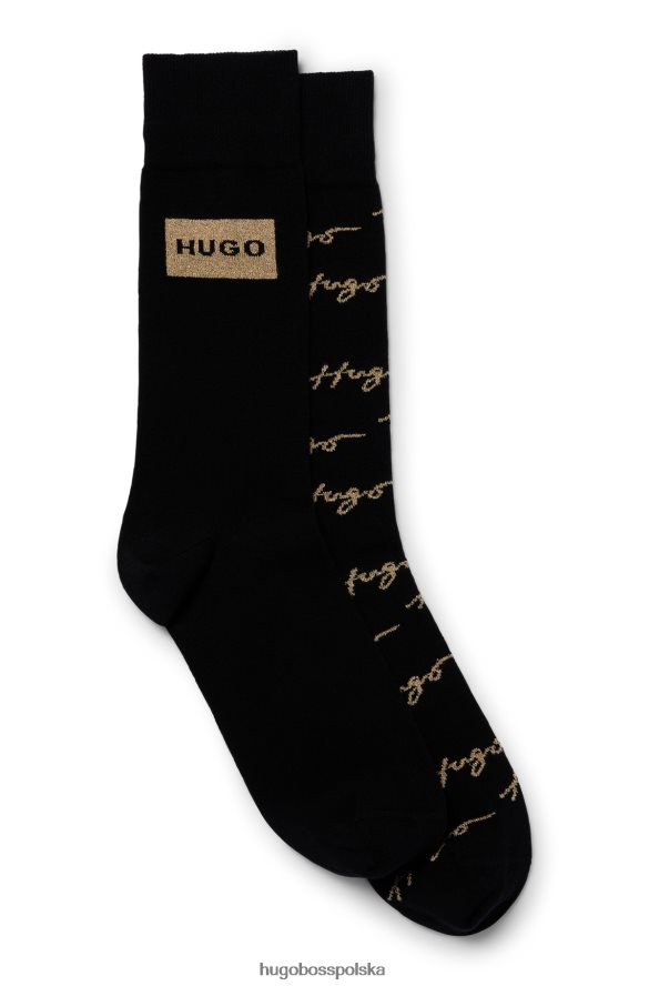 Hugo Boss dwupak skarpetek o regularnej długości z detalami z logo, czarne hugo czarny R0X0H62981