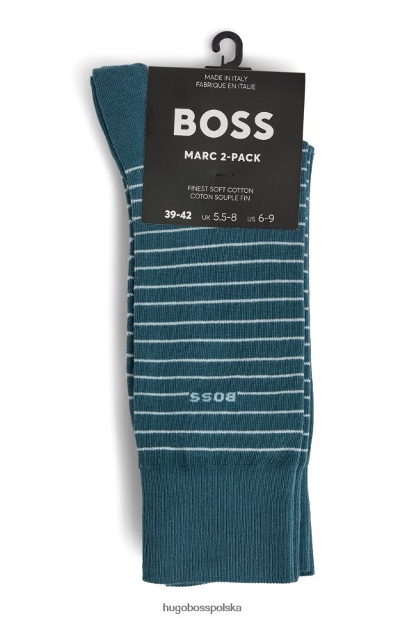 Hugo Boss dwupak skarpetek o regularnej długości z elastycznej bawełny hugo w kolorze turkusowym turkus R0X0H62915