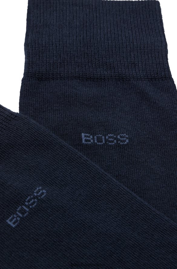 Hugo Boss dwupak skarpetek o regularnej długości z elastycznej tkaniny w kolorze ciemnoniebieskim hugo ciemny niebieski R0X0H61545