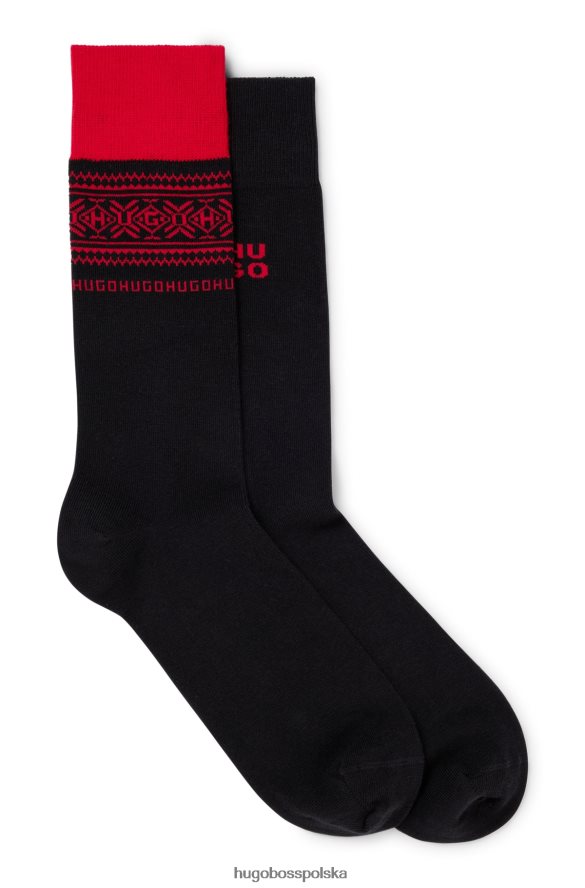 Hugo Boss dwupak skarpetek o regularnej długości z logo Hugo Black czarny R0X0H62872