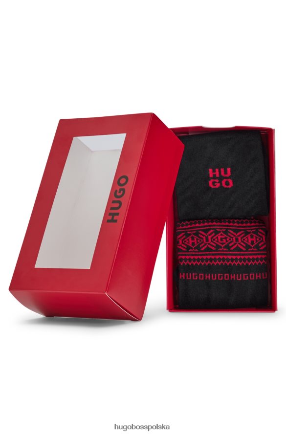 Hugo Boss dwupak skarpetek o regularnej długości z logo Hugo Black czarny R0X0H62872