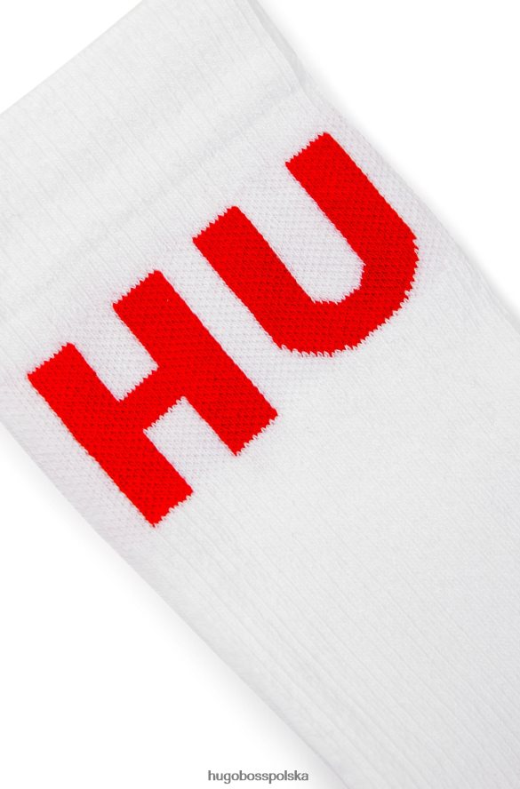Hugo Boss dwupak skarpetek z mieszanki bawełny hugo białe biało-czarny R0X0H63307