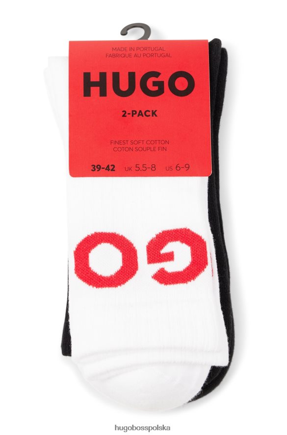 Hugo Boss dwupak skarpetek z mieszanki bawełny hugo białe biało-czarny R0X0H63307