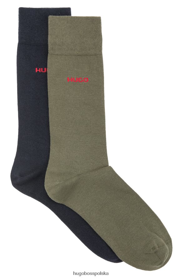 Hugo Boss dwupak skarpetek z mieszanki bawełny w kolorze khaki hugo khaki R0X0H64283