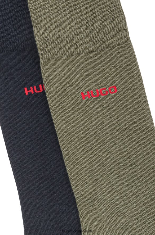 Hugo Boss dwupak skarpetek z mieszanki bawełny w kolorze khaki hugo khaki R0X0H64283
