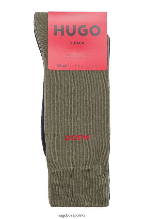 Hugo Boss dwupak skarpetek z mieszanki bawełny w kolorze khaki hugo khaki R0X0H64283