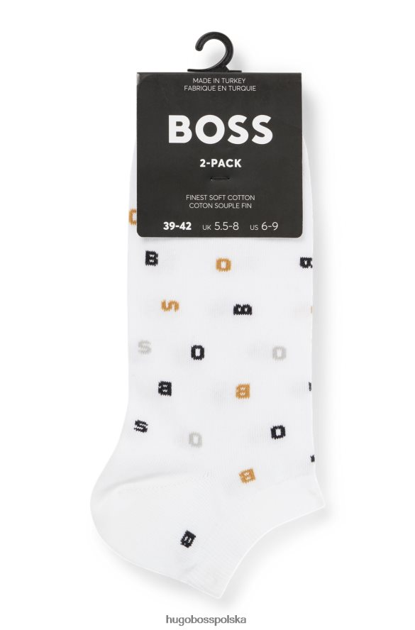Hugo Boss hugo biały dwupak skarpetek do kostki z charakterystycznymi detalami biały R0X0H61918