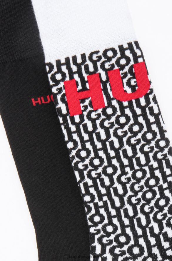 Hugo Boss hugo biały dwupak skarpetek unisex z mieszanki bawełny biały R0X0H63575
