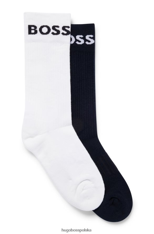 Hugo Boss hugo ciemnoniebieski dwupak krótkich skarpetek z logo, z mieszanki bawełny ciemny niebieski R0X0H64078