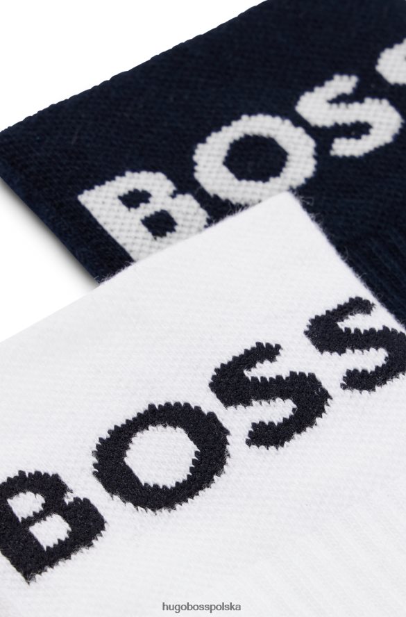 Hugo Boss hugo ciemnoniebieski dwupak krótkich skarpetek z logo, z mieszanki bawełny ciemny niebieski R0X0H64078