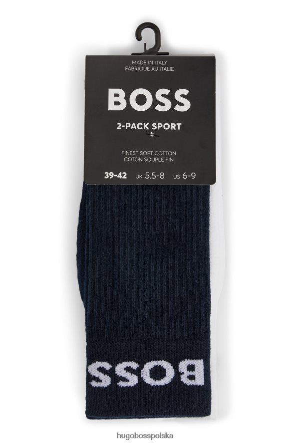 Hugo Boss hugo ciemnoniebieski dwupak krótkich skarpetek z logo, z mieszanki bawełny ciemny niebieski R0X0H64078