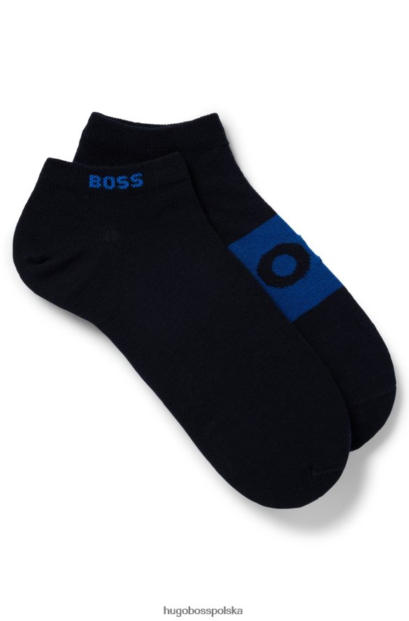 Hugo Boss hugo ciemnoniebieski dwupak skarpetek do kostek z elastycznego materiału ciemny niebieski R0X0H63004
