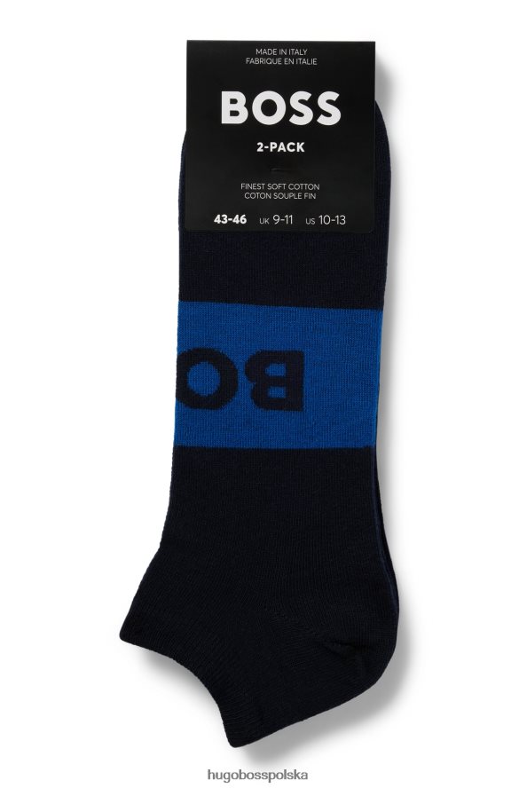 Hugo Boss hugo ciemnoniebieski dwupak skarpetek do kostek z elastycznego materiału ciemny niebieski R0X0H63004