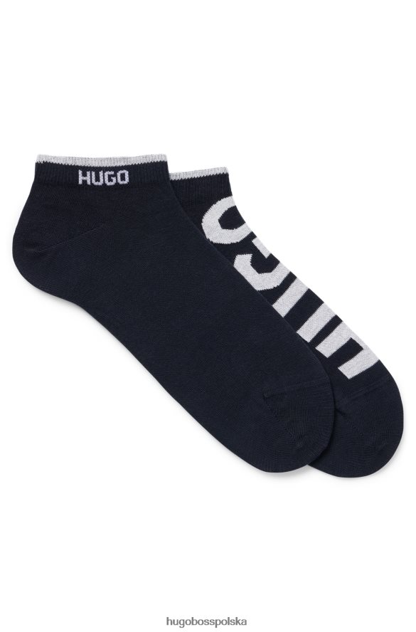 Hugo Boss hugo ciemnoniebieski dwupak skarpetek do kostki z mieszanki bawełny ciemny niebieski R0X0H63773