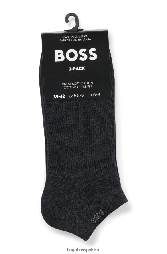 Hugo Boss hugo ciemnoszary dwupak skarpetek do kostek z elastycznego materiału ciemno szary R0X0H62060