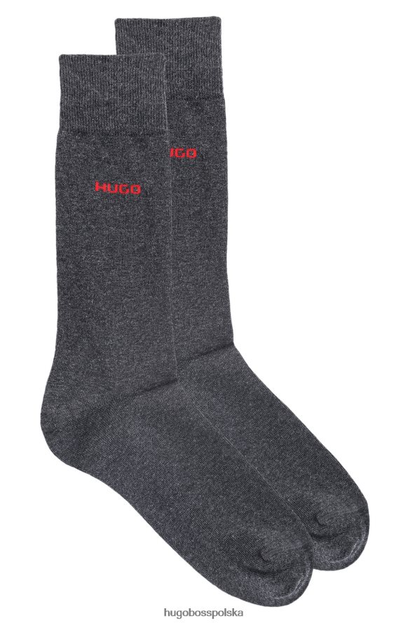 Hugo Boss hugo ciemnoszary dwupak skarpetek o regularnej długości z elastycznego materiału ciemno szary R0X0H62966