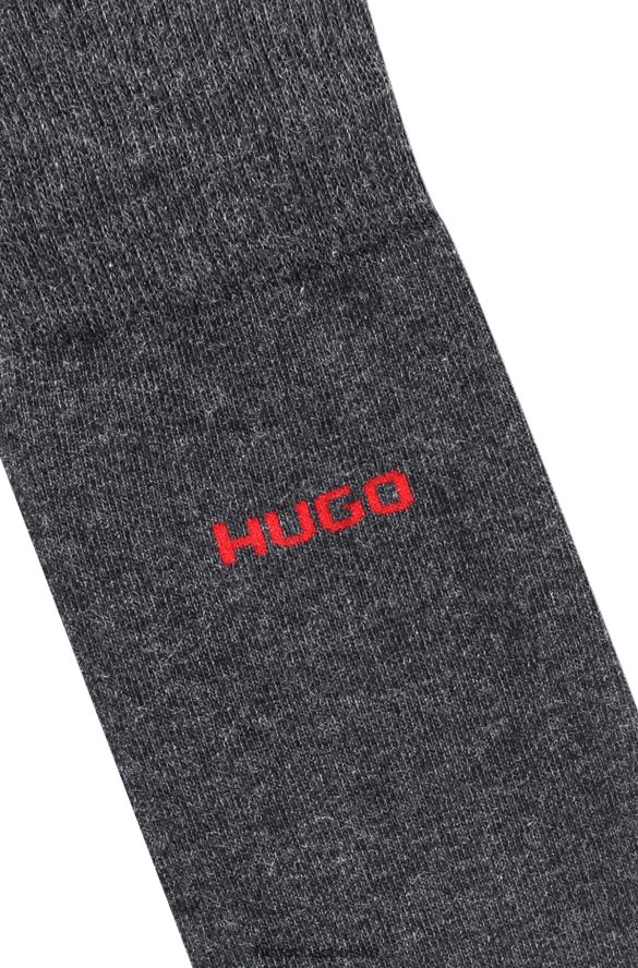 Hugo Boss hugo ciemnoszary dwupak skarpetek o regularnej długości z elastycznego materiału ciemno szary R0X0H62966