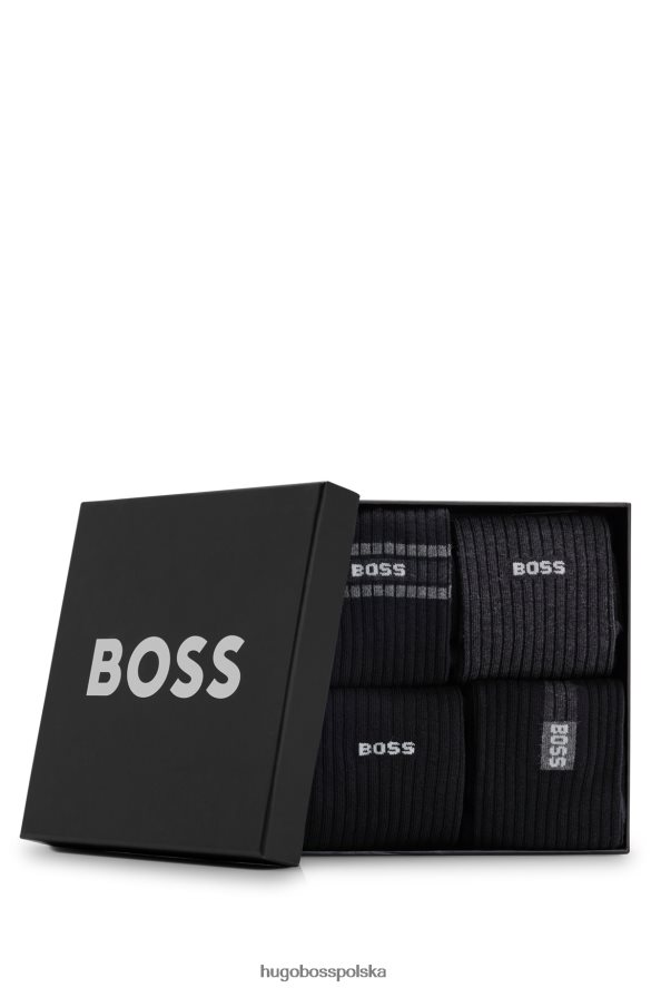 Hugo Boss hugo czarny czteropak skarpetek z mieszanki bawełny czarny R0X0H63082