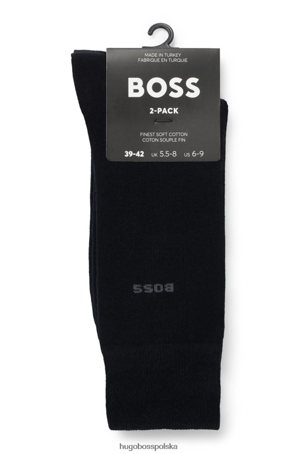 Hugo Boss hugo czarny dwupak skarpetek o regularnej długości z elastycznego materiału czarny R0X0H61549