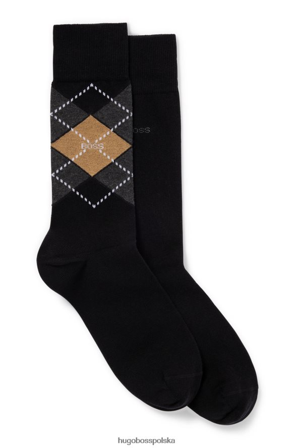 Hugo Boss hugo czarny dwupak skarpetek o regularnej długości z mieszanki bawełny czarny R0X0H62203