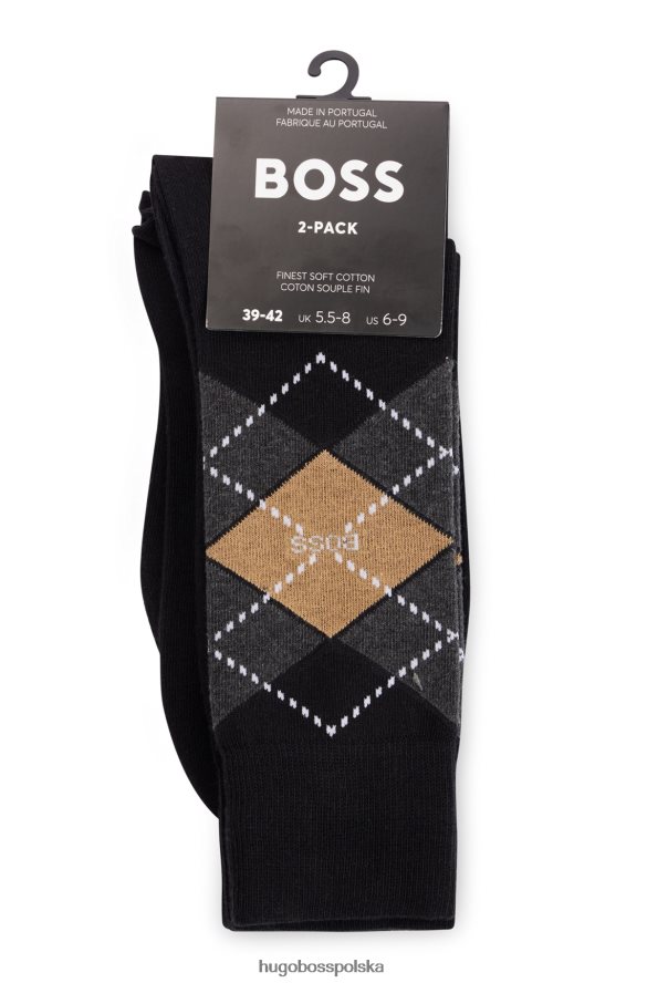 Hugo Boss hugo czarny dwupak skarpetek o regularnej długości z mieszanki bawełny czarny R0X0H62203