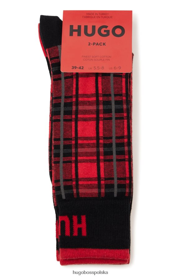 Hugo Boss hugo czarny dwupak skarpetek o regularnej długości z odważnym brandingiem czarny R0X0H63487