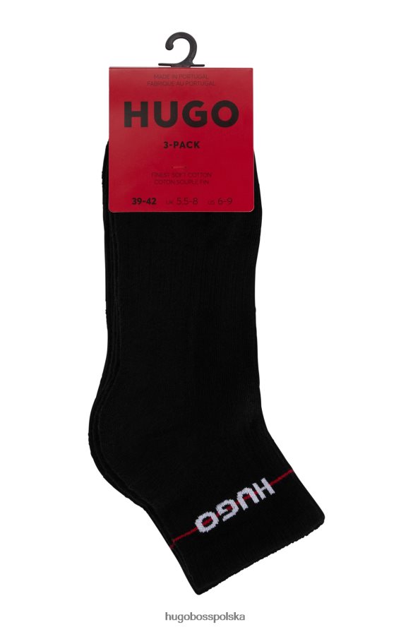 Hugo Boss hugo czarny trzypak krótkich skarpetek z mieszanki bawełny czarny R0X0H64594