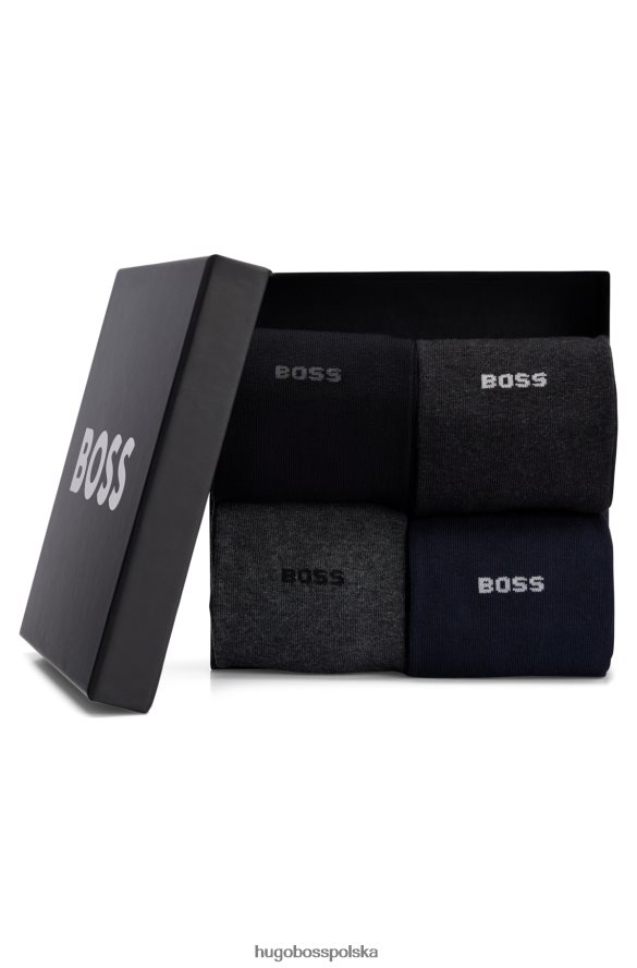Hugo Boss hugo czteropak skarpetek z mieszanki bawełny w kolorze czarnym czarny/szary/niebieski R0X0H61538