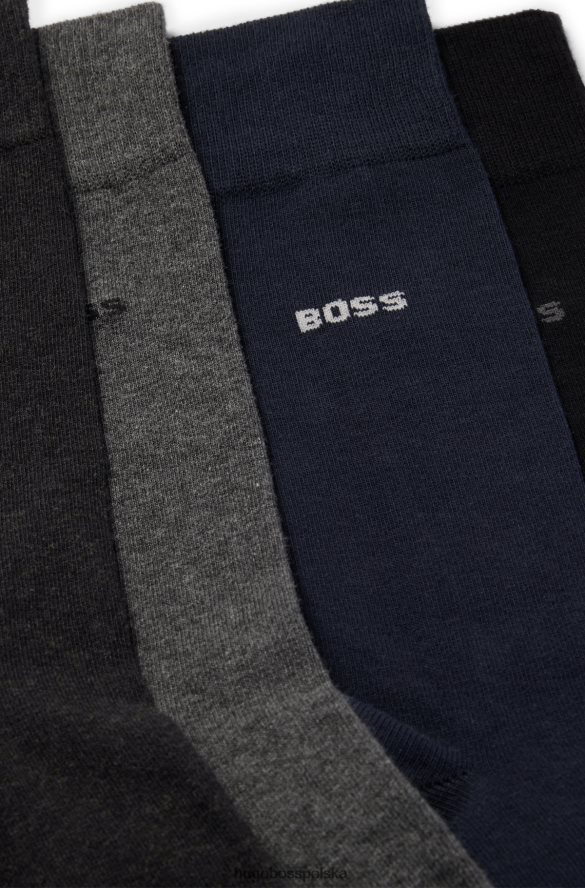 Hugo Boss hugo czteropak skarpetek z mieszanki bawełny w kolorze czarnym czarny/szary/niebieski R0X0H61538