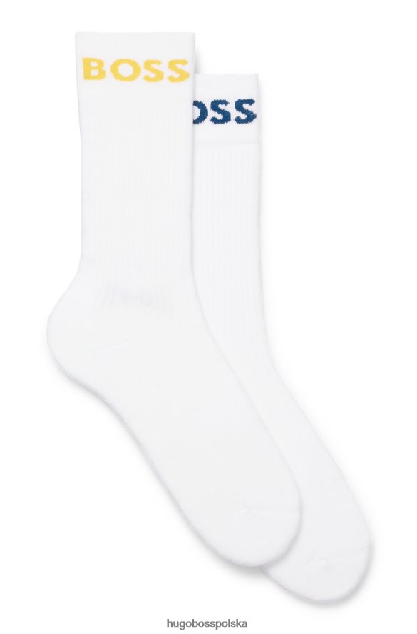 Hugo Boss hugo – dwupak krótkich skarpetek z logo, z mieszanki bawełny, w kolorze białym biały R0X0H64079