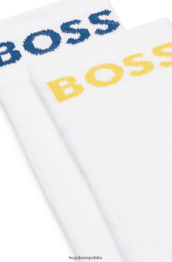 Hugo Boss hugo – dwupak krótkich skarpetek z logo, z mieszanki bawełny, w kolorze białym biały R0X0H64079