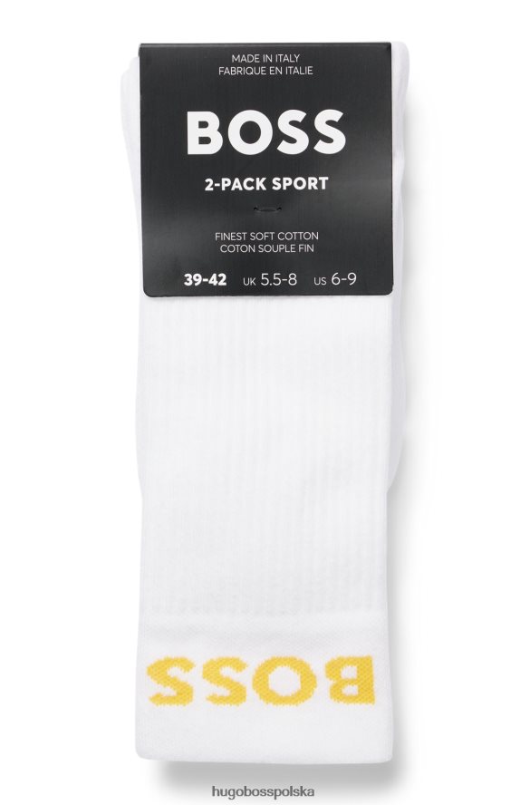 Hugo Boss hugo – dwupak krótkich skarpetek z logo, z mieszanki bawełny, w kolorze białym biały R0X0H64079