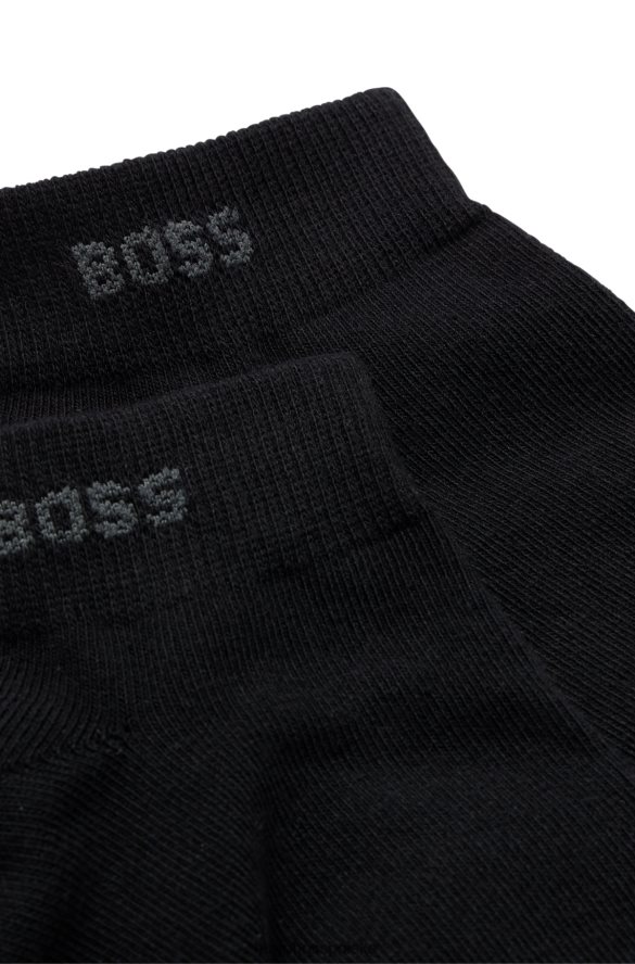 Hugo Boss hugo dwupak skarpetek do kostek z elastycznego czarnego materiału czarny R0X0H62061