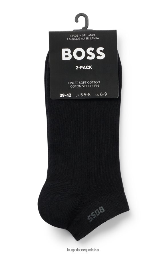 Hugo Boss hugo dwupak skarpetek do kostek z elastycznego czarnego materiału czarny R0X0H62061