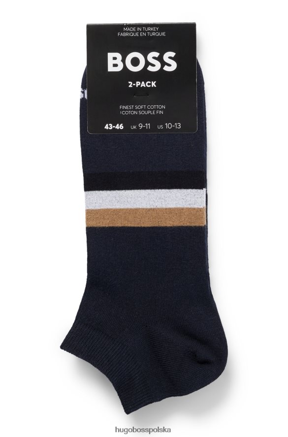 Hugo Boss hugo dwupak skarpetek do kostki z charakterystycznymi detalami w kolorze ciemnoniebieskim ciemny niebieski R0X0H61919