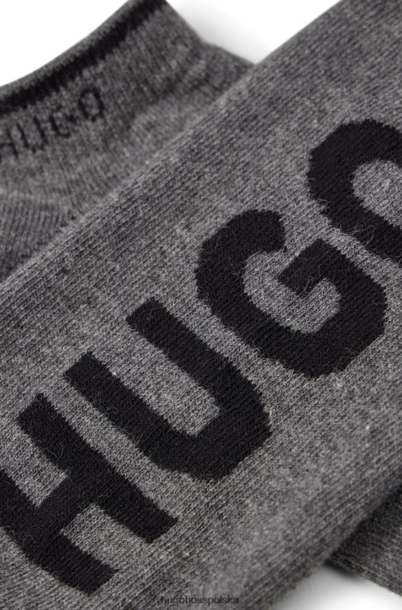 Hugo Boss hugo – dwupak skarpetek do kostki z szarej mieszanki bawełny szary R0X0H63774