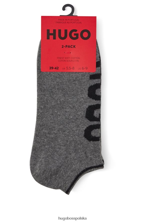 Hugo Boss hugo – dwupak skarpetek do kostki z szarej mieszanki bawełny szary R0X0H63774