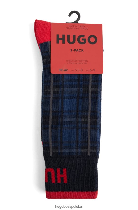 Hugo Boss hugo dwupak skarpetek o regularnej długości z odważnym ciemnoniebieskim brandingiem ciemny niebieski R0X0H63488