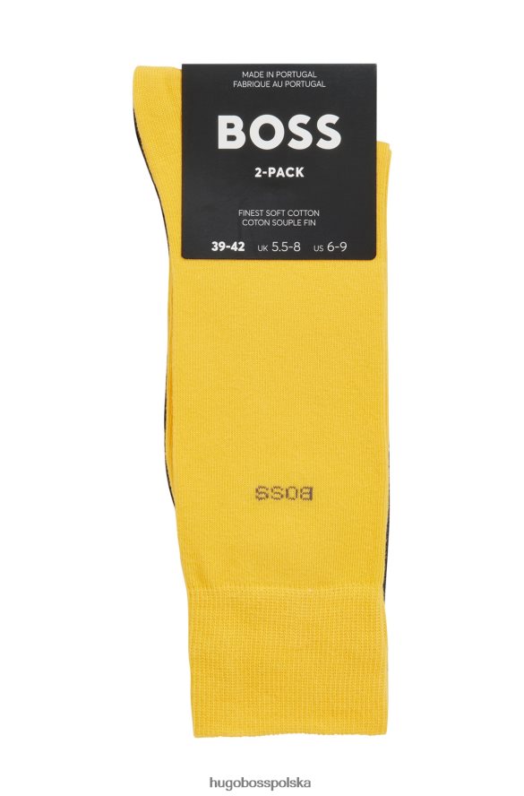 Hugo Boss hugo dwupak skarpetek regularnych z mieszanki bawełny w kolorze jasnożółtym jasny zółty R0X0H61246