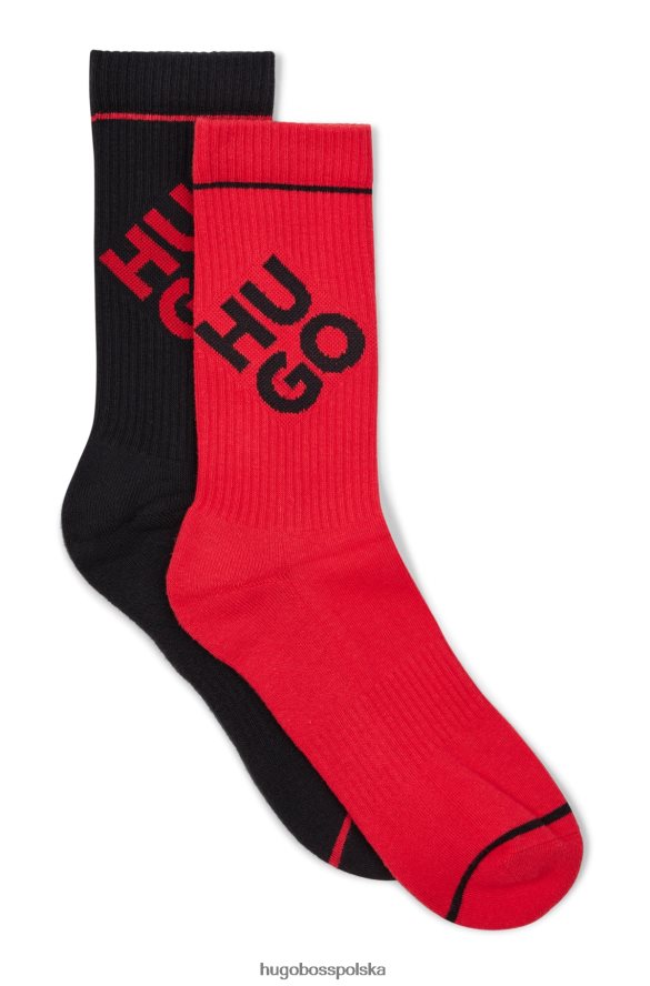 Hugo Boss hugo dwupak skarpetek ćwierćdługych z nakładanymi logo w kolorze jasnoróżowym jasnoróżowy R0X0H64008