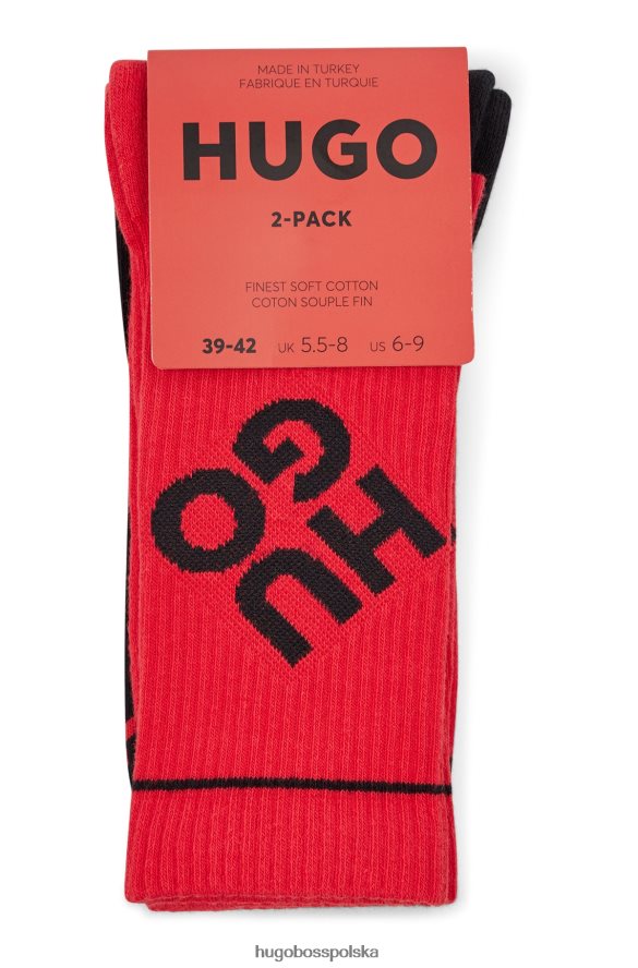 Hugo Boss hugo dwupak skarpetek ćwierćdługych z nakładanymi logo w kolorze jasnoróżowym jasnoróżowy R0X0H64008