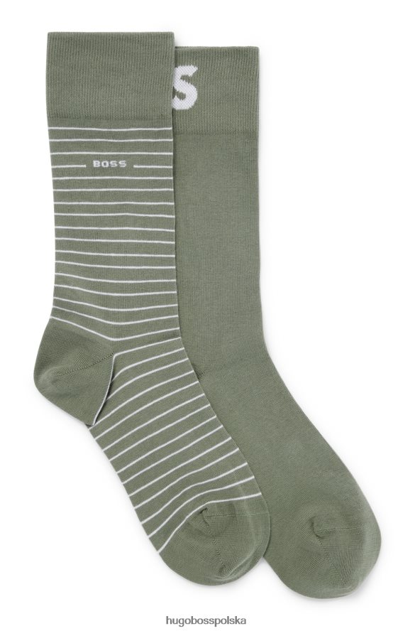 Hugo Boss hugo khaki dwupak skarpetek o regularnej długości z elastycznej bawełny khaki R0X0H62917