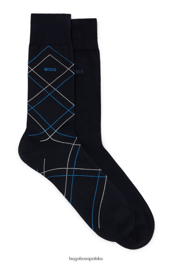 Hugo Boss hugo niebieski dwupak skarpetek z mieszanki merceryzowanej bawełny ciemny niebieski R0X0H64059